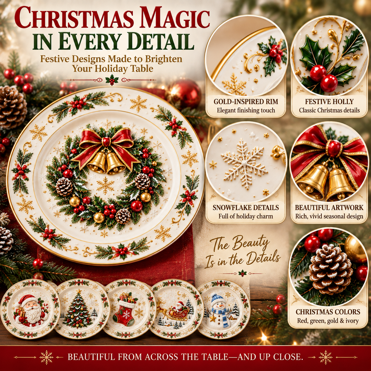 🎅Christmas Dinner Plate Collection – 6 Festive Holiday Designs