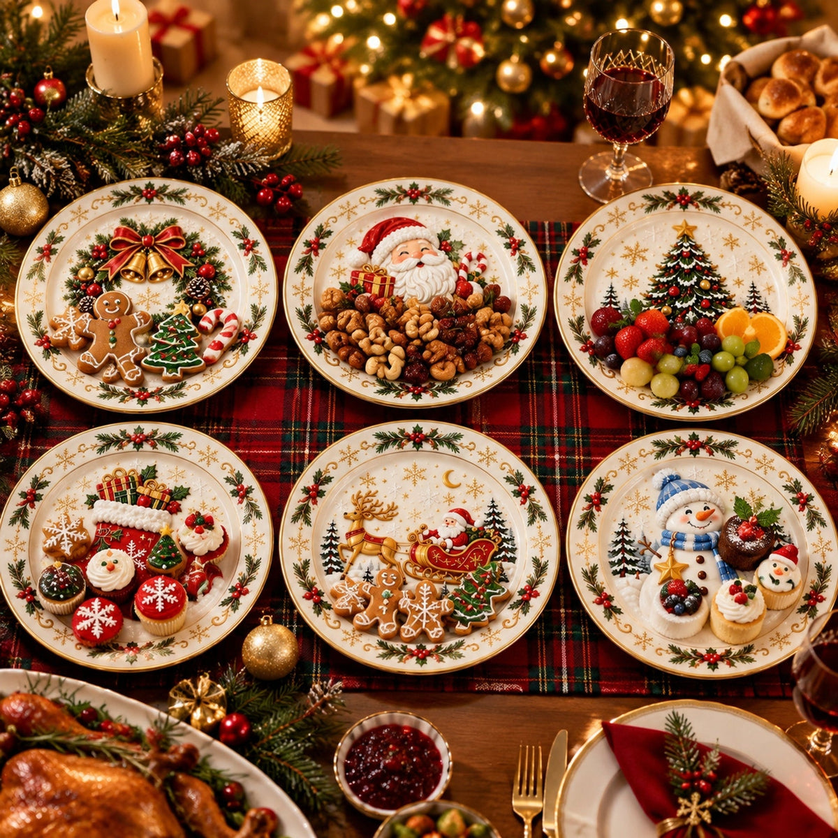 🎅Christmas Dinner Plate Collection – 6 Festive Holiday Designs