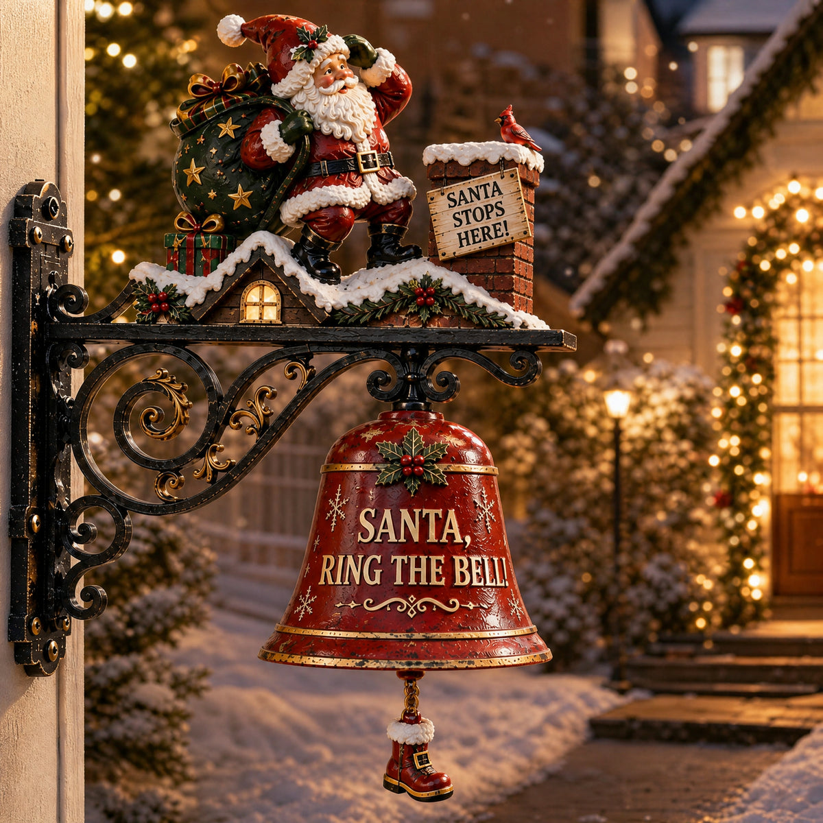 🎅 Santa, Ring the Bell! Christmas Door Bell – Festive Wall-Mount Welcome Decor