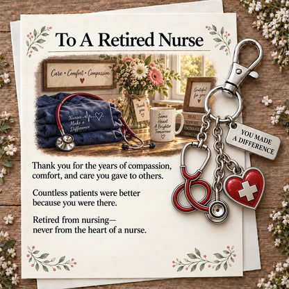 🎁 "You Make a Difference" Retirement Appreciation Gift Set – Keychain & Greeting Card 💛✨