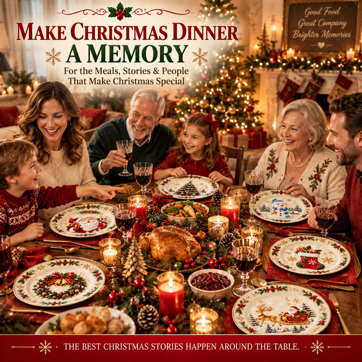 🍽️ Christmas Dinner Plate Collection – 6 Festive Holiday Designs 🎄✨