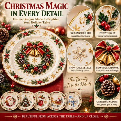 🍽️ Christmas Dinner Plate Collection – 6 Festive Holiday Designs 🎄✨
