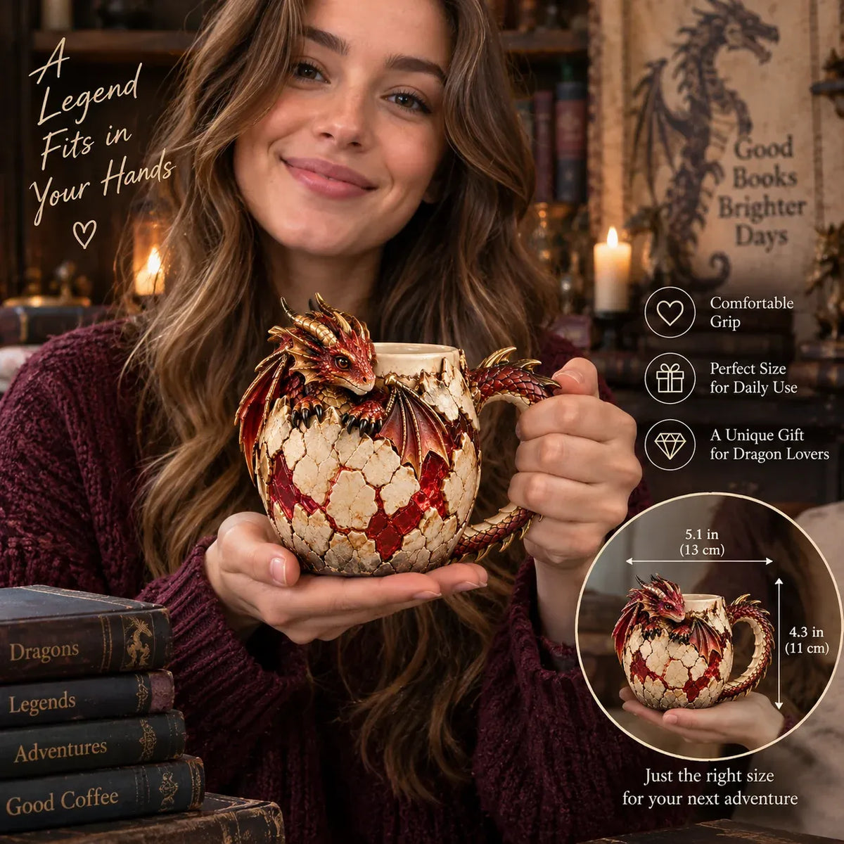 🐉 Dragon Coffee Mug – Fantasy-Inspired Gift for Dragon Lovers