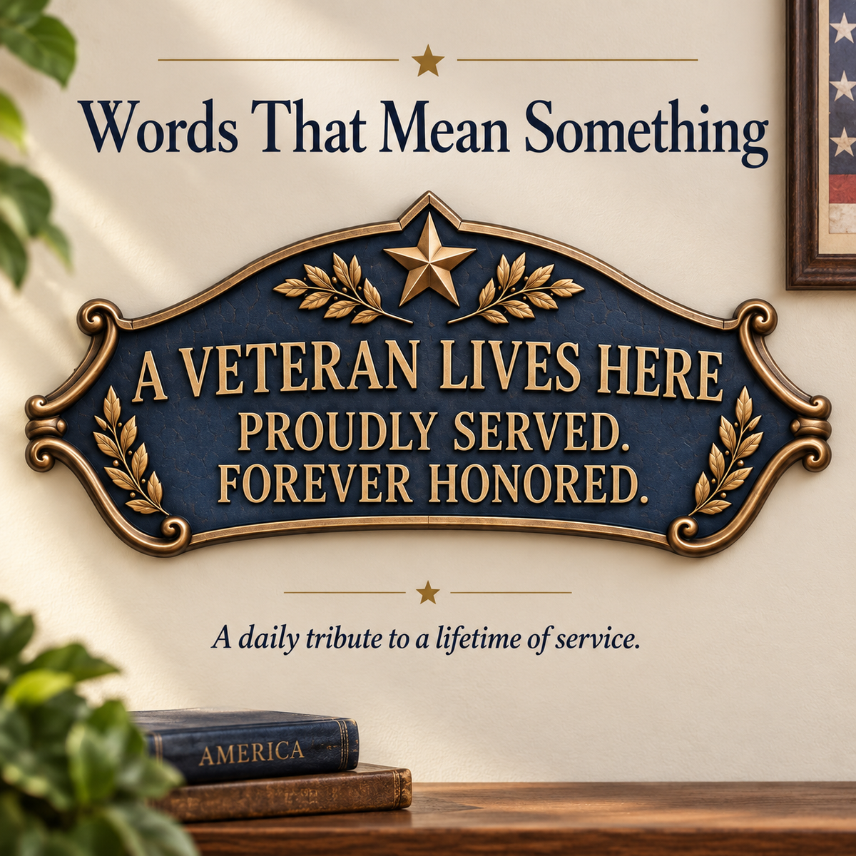 🎖️✨ "A Veteran Lives Here" – Proudly Served 3-Piece Door Frame Decor Set