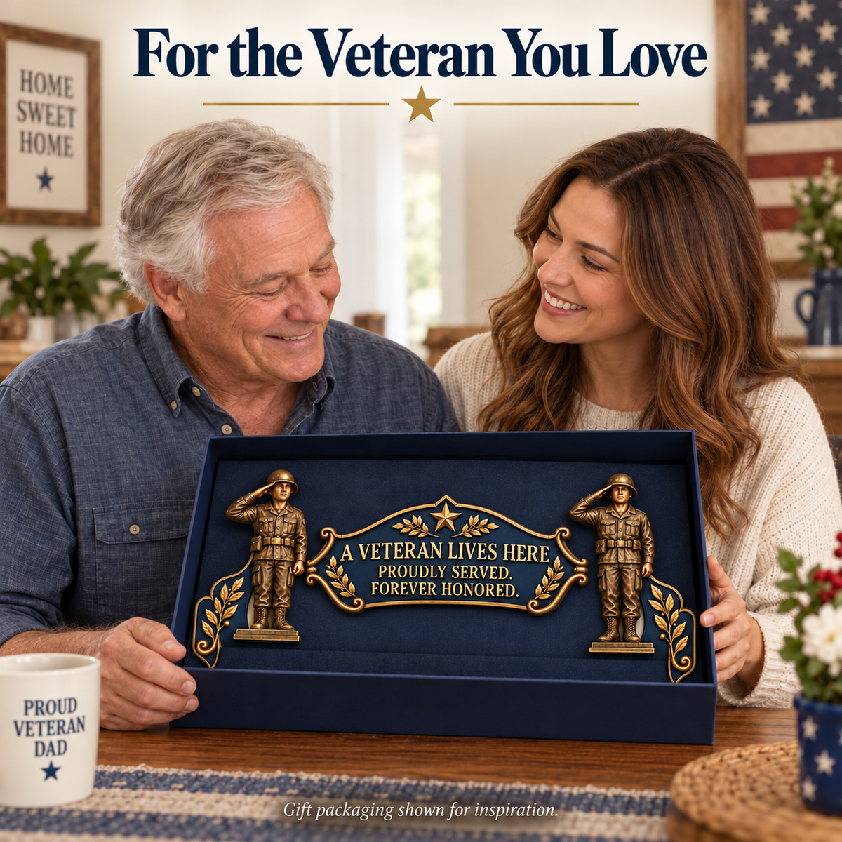 🎖️✨ "A Veteran Lives Here" – Proudly Served 3-Piece Door Frame Decor Set