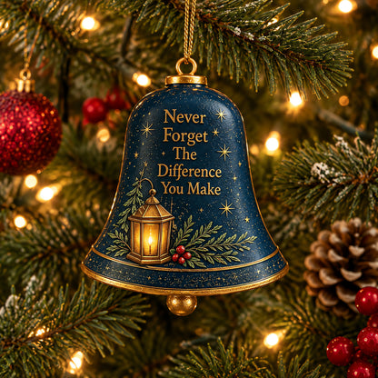 🔔 Sentimental Christmas Bell Ornament – 3D Keepsake with Gold Accents & Heartfelt Verse