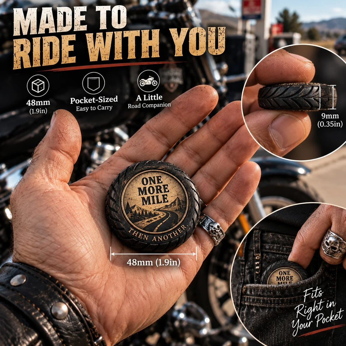 🏍️ One More Mile™ Pocket Hug for Riders – The Open Road Collection 🛣️✨