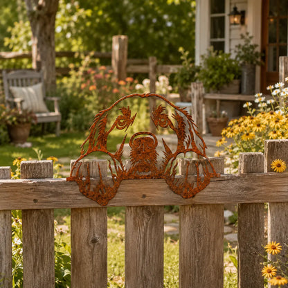 🐾Playful Pet Fence Topper – Rustic Metal Garden Animal Decor