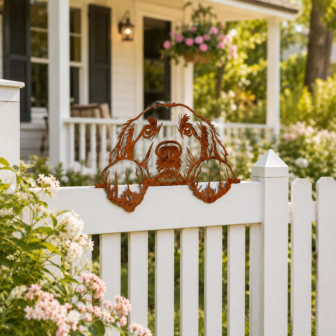 🐾Playful Pet Fence Topper – Rustic Metal Garden Animal Decor
