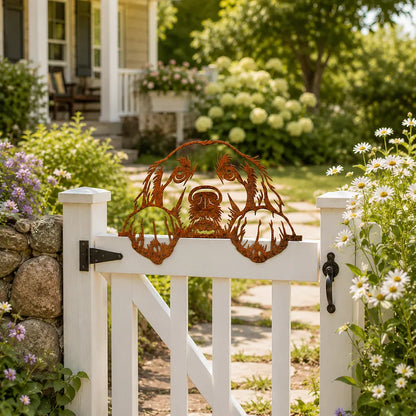 🐾Playful Pet Fence Topper – Rustic Metal Garden Animal Decor