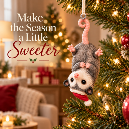 🐾 "Hanging Around" Santa Possum Ornament – Funny Upside-Down Christmas Tree Decor 🎅✨