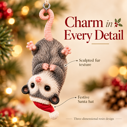 🐾 "Hanging Around" Santa Possum Ornament – Funny Upside-Down Christmas Tree Decor 🎅✨