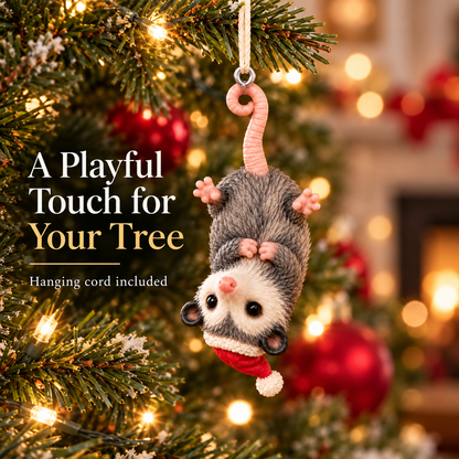 🐾 "Hanging Around" Santa Possum Ornament – Funny Upside-Down Christmas Tree Decor 🎅✨