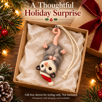 🐾 "Hanging Around" Santa Possum Ornament – Funny Upside-Down Christmas Tree Decor 🎅✨