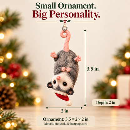 🐾 "Hanging Around" Santa Possum Ornament – Funny Upside-Down Christmas Tree Decor 🎅✨