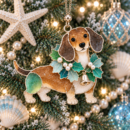 Coastal Dachshund Sea Glass Ornament