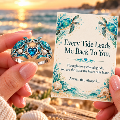 🐢 Sea Turtle Ring with Message Card