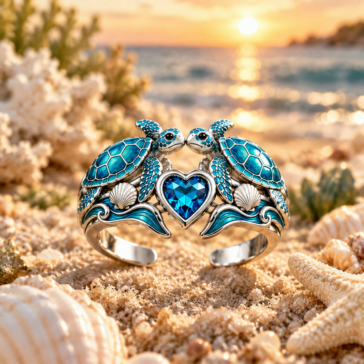 🐢 Sea Turtle Ring with Message Card