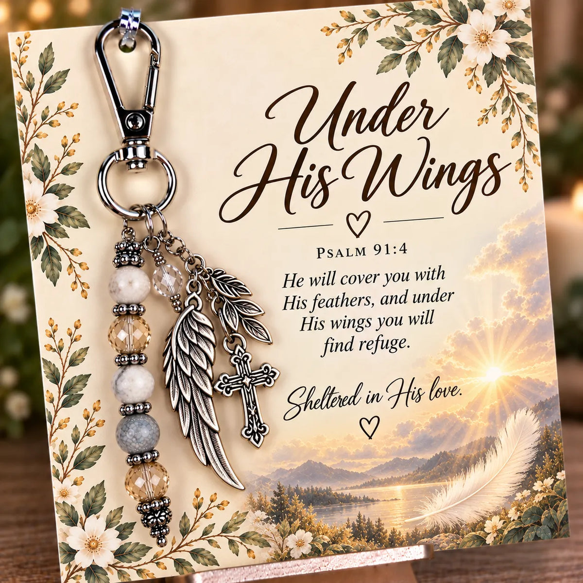 🙏✨ Christian Faith Keychain – Inspirational Scripture Gift with Cross & Prayer Beads