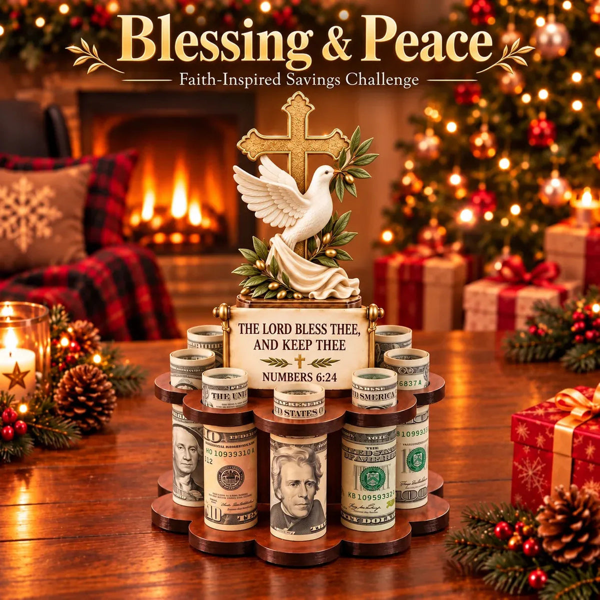 🙏Bible Verse Savings Challenge Stand – Christian Cash Organizer & Faith-Inspired Gift