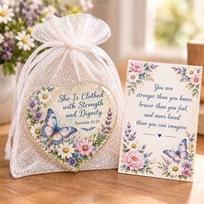 ✝️ Christian Faith Heart Keepsake with Prayer Card & Organza Bag