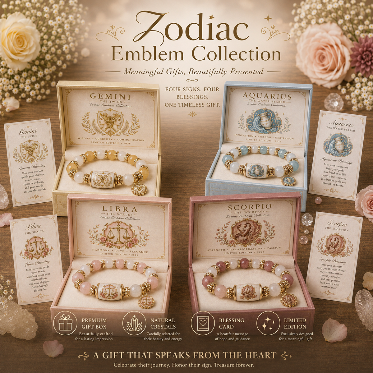 💫 12 Zodiac Bracelet – Natural Chalcedony, Your Sign, Your Energy 🌙✨