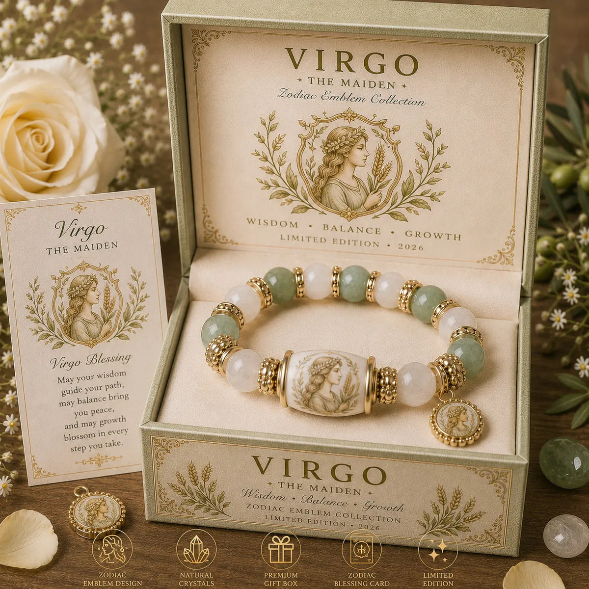 💫 12 Zodiac Bracelet – Natural Chalcedony, Your Sign, Your Energy 🌙✨