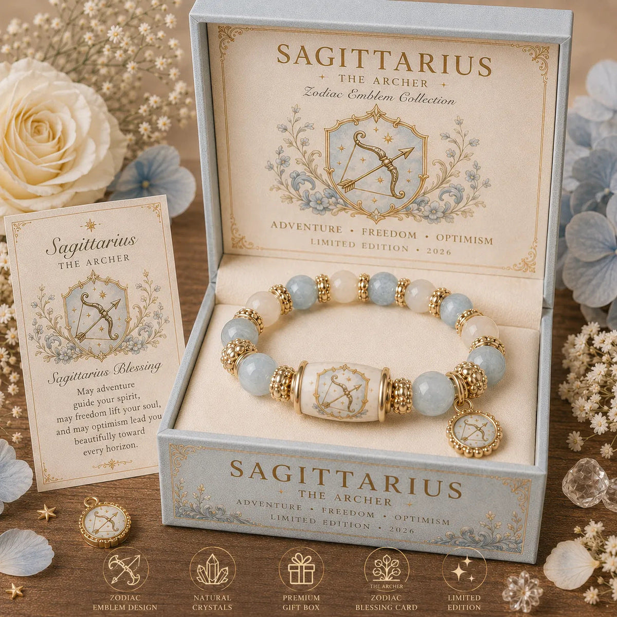 💫 12 Zodiac Bracelet – Natural Chalcedony, Your Sign, Your Energy 🌙✨