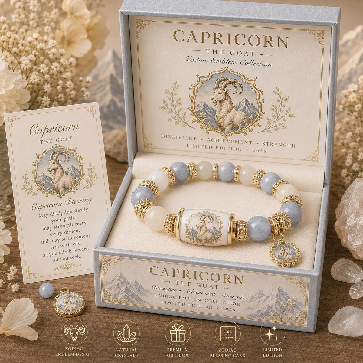 💫 12 Zodiac Bracelet – Natural Chalcedony, Your Sign, Your Energy 🌙✨