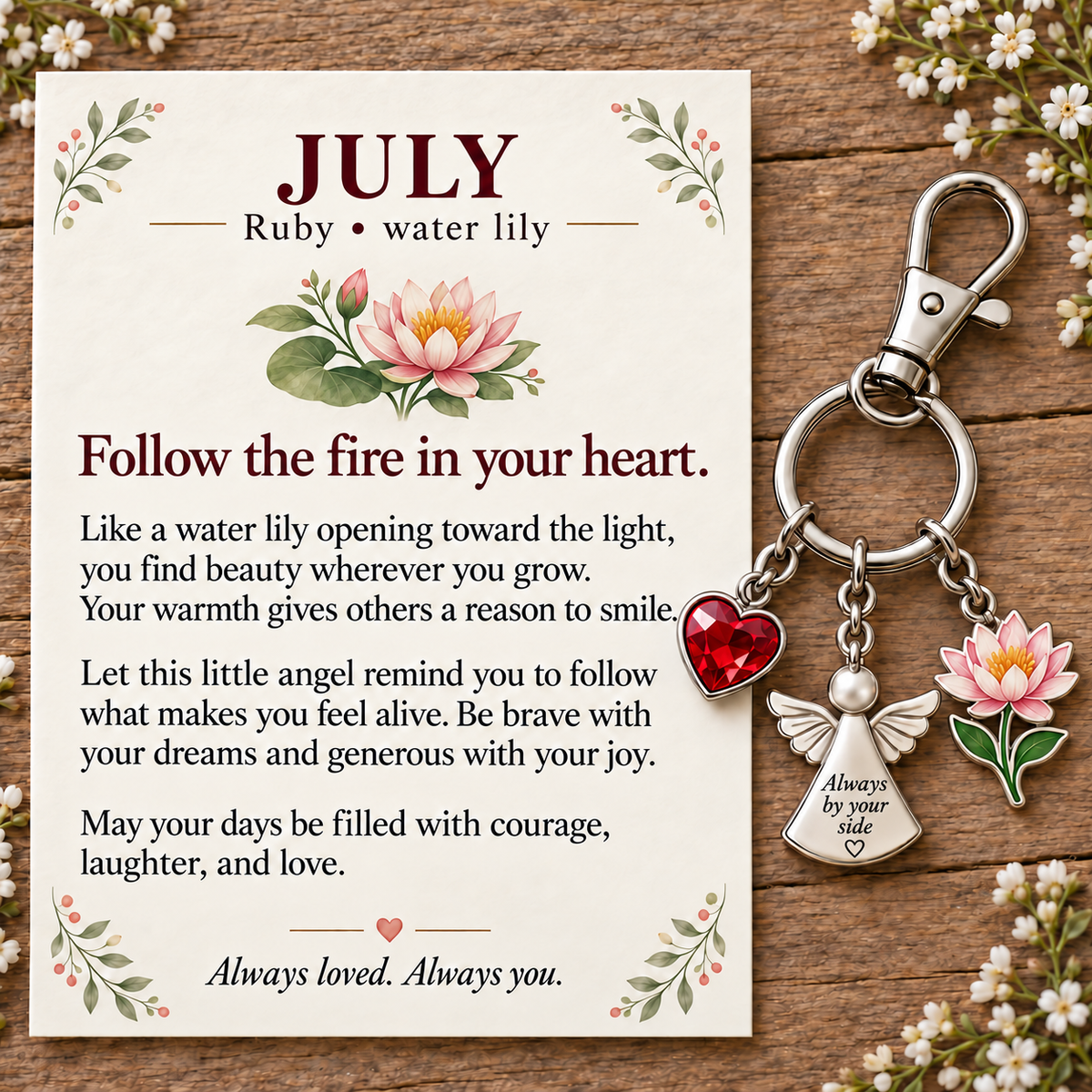 🌸🔑 Birth Month Flower & Birthstone Keychain – A Meaningful Gift for Every Month