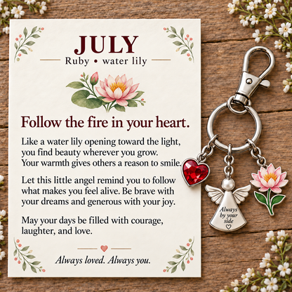🌸🔑 Birth Month Flower & Birthstone Keychain – A Meaningful Gift for Every Month