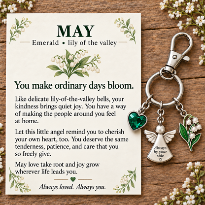 🌸🔑 Birth Month Flower & Birthstone Keychain – A Meaningful Gift for Every Month