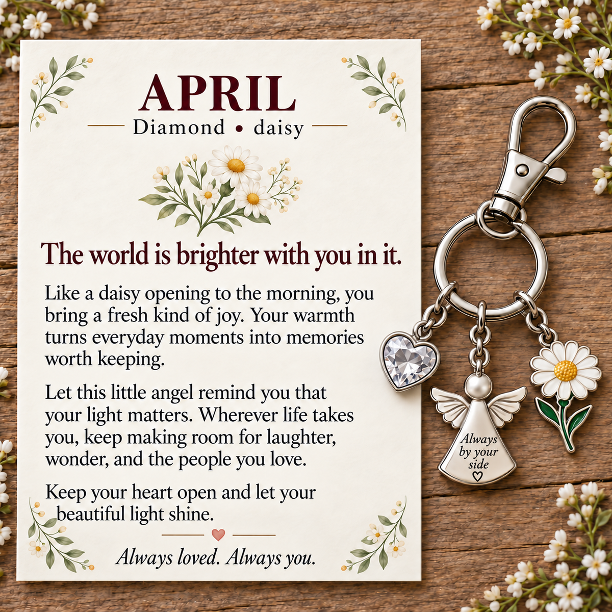 🌸🔑 Birth Month Flower & Birthstone Keychain – A Meaningful Gift for Every Month