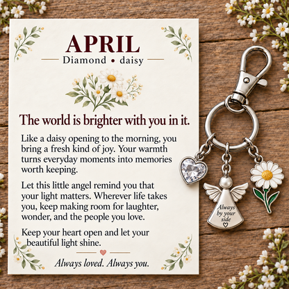 🌸🔑 Birth Month Flower & Birthstone Keychain – A Meaningful Gift for Every Month