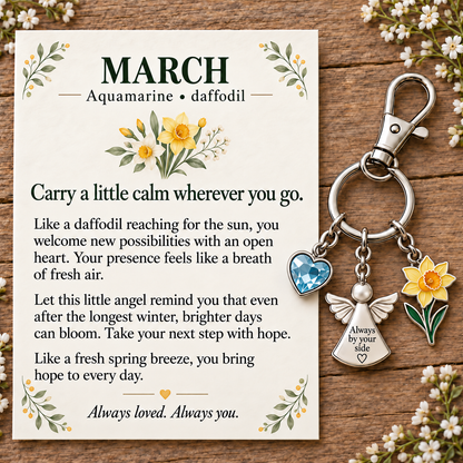🌸🔑 Birth Month Flower & Birthstone Keychain – A Meaningful Gift for Every Month