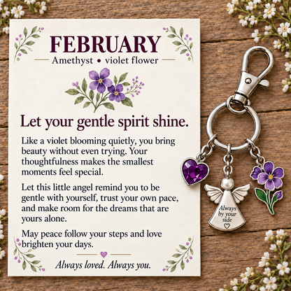 🌸🔑 Birth Month Flower & Birthstone Keychain – A Meaningful Gift for Every Month