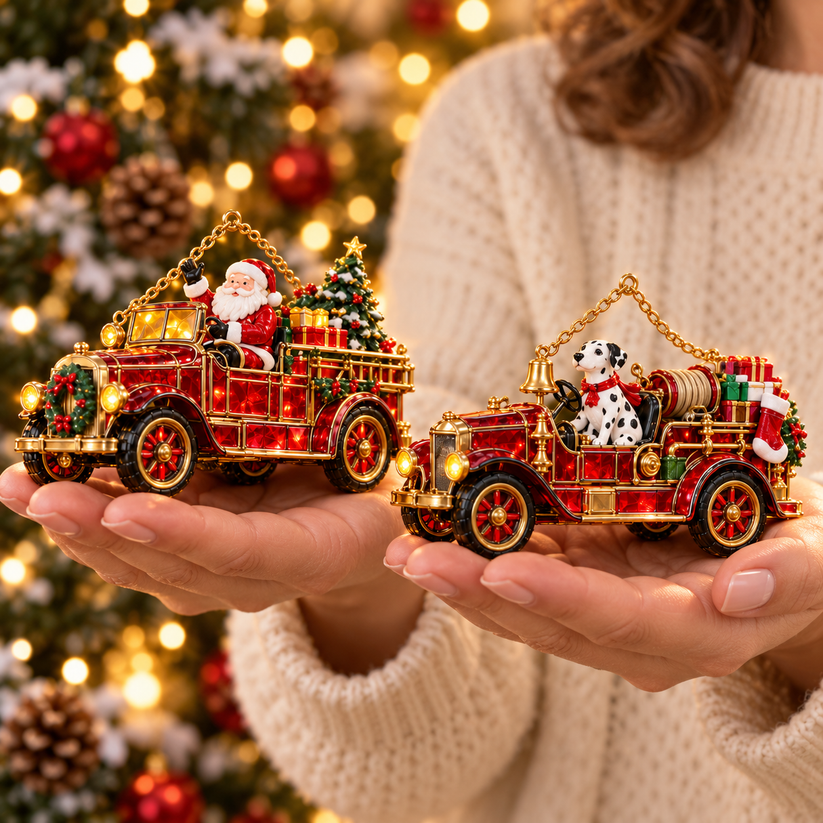🚒 2026 Vintage Fire Truck Christmas Ornaments