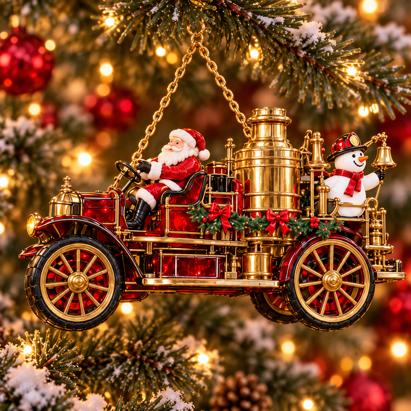 🚒 2026 Vintage Fire Truck Christmas Ornaments