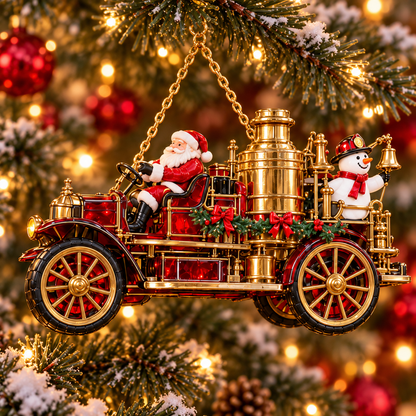 🚒 2026 Vintage Fire Truck Christmas Ornaments