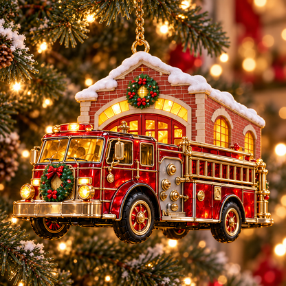 🚒 2026 Vintage Fire Truck Christmas Ornaments