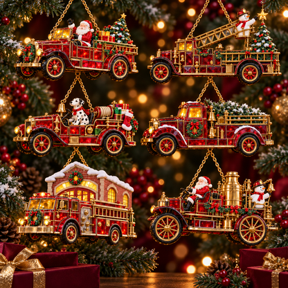 🚒 2026 Vintage Fire Truck Christmas Ornaments