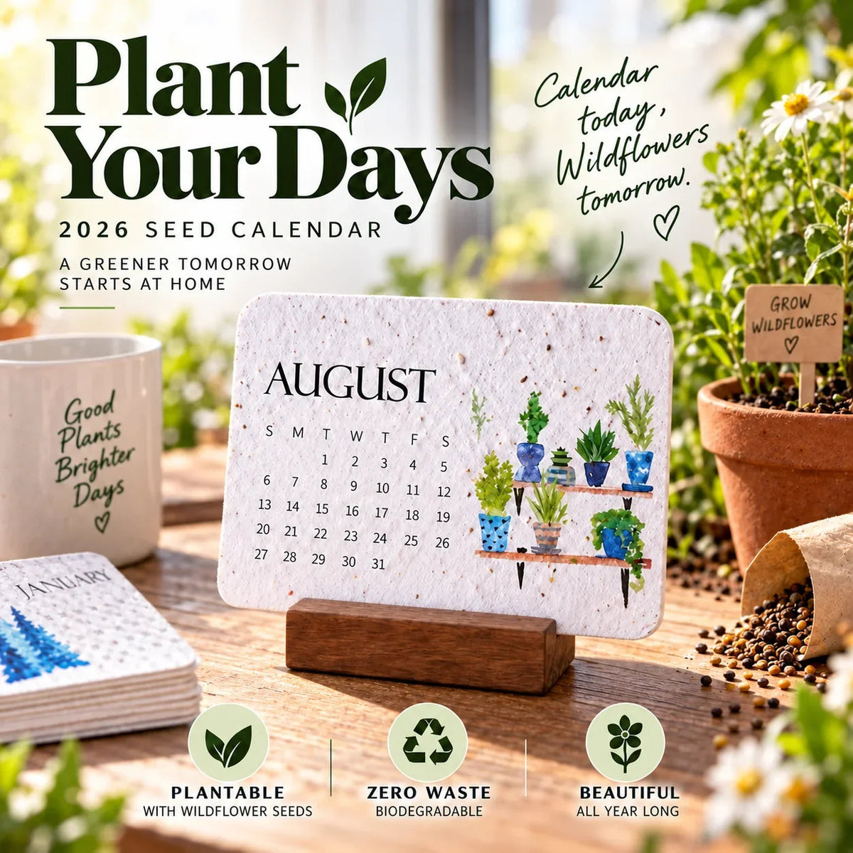 🌱📅Plantable Seed Calendar 2027 – A Year of Growing Beauty