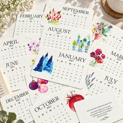 🌱 2027 Seed Paper Calendar – Grow a Garden Month by Month, A Gift of Hope & Sustainability