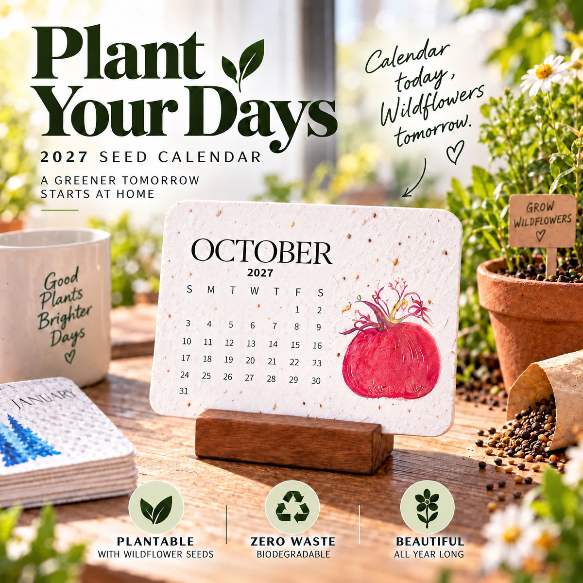 🌱 Eco-Friendly Plantable "Timeless" Seed Calendar 2027