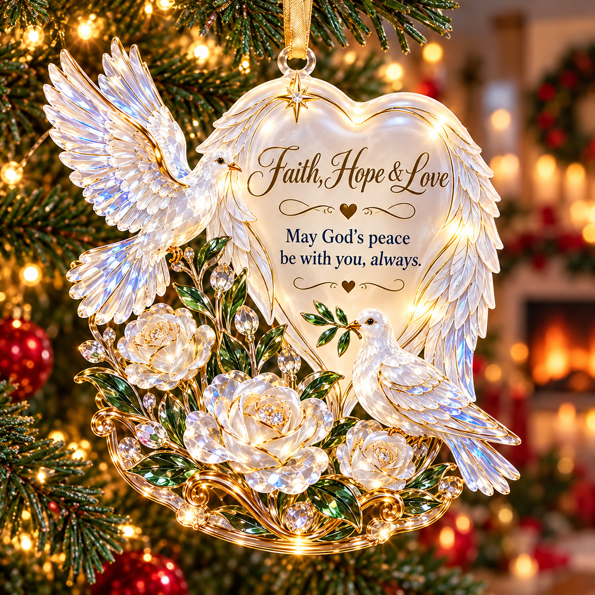 ✨❤️ Heart Winged Inspirational Animal Christmas Ornament