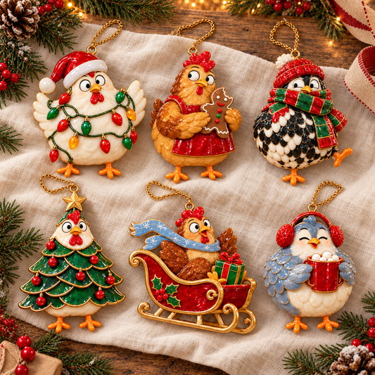 🐔🎄Funny Christmas Chicken Ornaments – Adorable Holiday Farmhouse Decorations