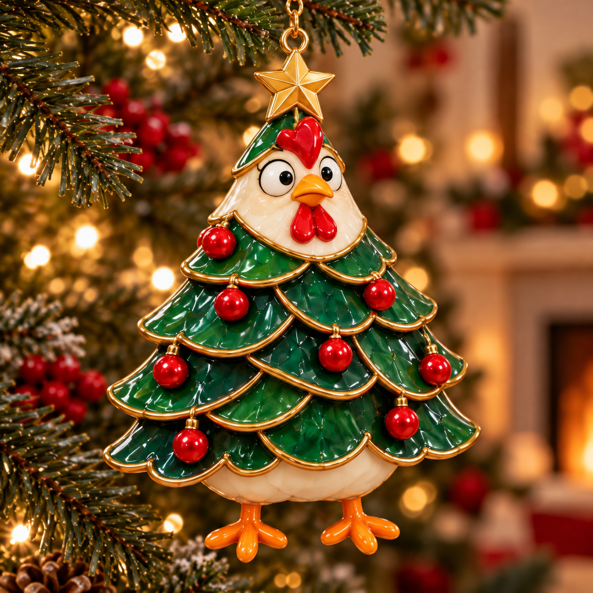🐔🎄Funny Christmas Chicken Ornaments – Adorable Holiday Farmhouse Decorations