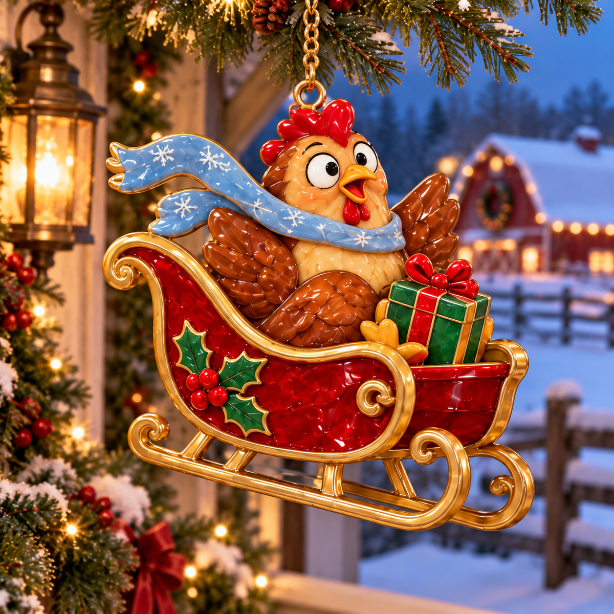 🐔🎄Funny Christmas Chicken Ornaments – Adorable Holiday Farmhouse Decorations