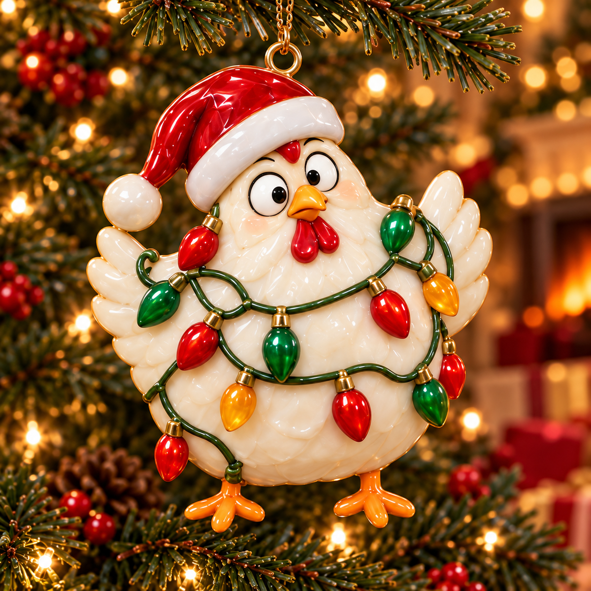 🐔🎄Funny Christmas Chicken Ornaments – Adorable Holiday Farmhouse Decorations