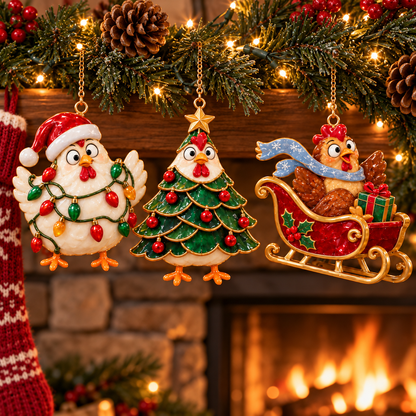 🐔🎄Funny Christmas Chicken Ornaments – Adorable Holiday Farmhouse Decorations